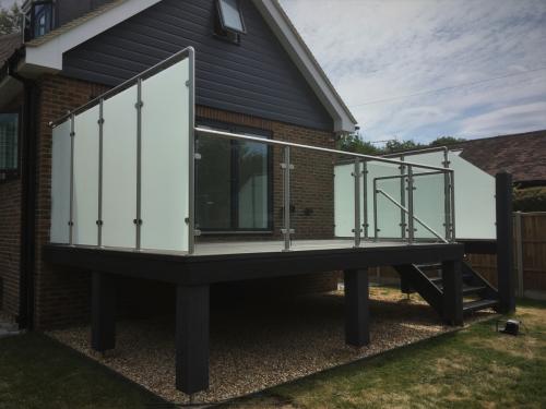 Balcony Installations balustrades with privacy screens glass and stairs handrail